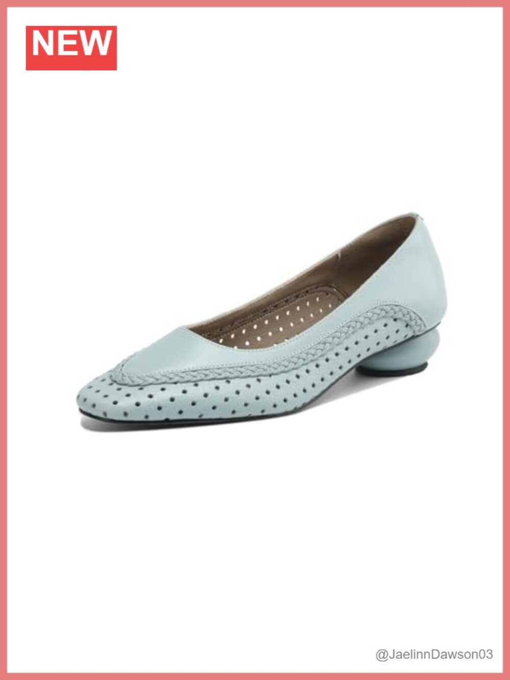 Women's Genuine Leather Round Toe Cone Heels Slip On Loafers Handmade